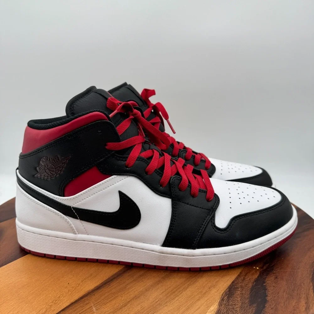 Nike Air Jordan 1 Mid Shoes Mens Size 13 Gym Red Black Toe Sneakers DQ8426-106